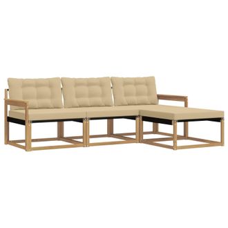 vidaXL Conjunto De Sof&aacute;s De Exterior Con Coj&iacute;n 4 Pcs Y Beige Vidaxl