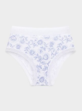Miiyu Womens Lace trim high-waist bikini panty Organic cotton