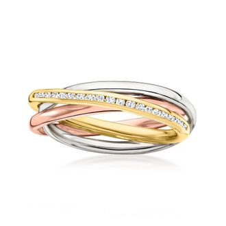 Ross-Simons Diamond Rolling Ring in Tri-Colored Sterling Silver