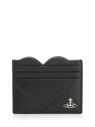 Vivienne Westwood Heart Card Holder Small Leather Goods Nero-Donna