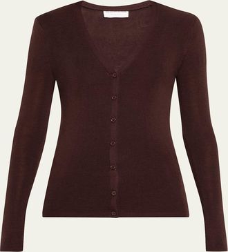 Majestic Filatures Rib Knit Merino Wool-Silk Cardigan