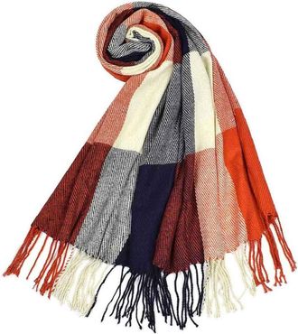 Generic Winter Long Soft Warm Tartan Check Scarves Wraps for women Wool Spinning Tassel Shawl Long Stole