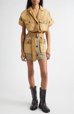Golden Goose Journey Pamela Saharian Cotton Mini Shirtdress in Bistre/gothic Olive at Nordstrom, Size 44
