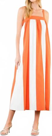 THML Clothing Maya Midi Dress In Red Orange Stipe