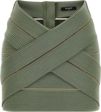 Balmain Stretch Viscose Mini Rok - Dames - Korte rokken - Groen - XS - Rokken