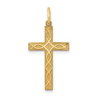 Diamond2Deal 14k Yellow Gold Laser Designed Ichthus Cross Charm Pendant