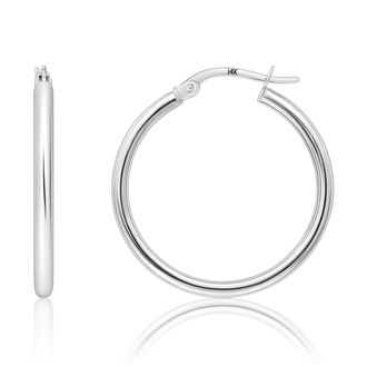 MAX + STONE Solid 10k or 14k Gold 2mm Thick Tube Hoop Earrings 12MM to 50MM