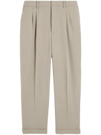 Ami pressed-crease tapered trousers - men - Virgin Wool/Viscose - 36 - Neutrals
