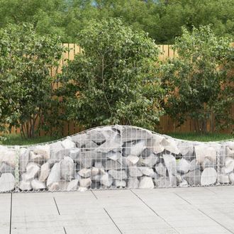 Berkfield Home Arched Gabion Baskets 3 pcs 200x30x40/60 cm Galvanised Iron in Silver