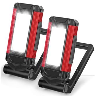 OEM Lampara De Taller Led - Cob Y Linterna Led - Luz Roja De Emergencia - Base Magnetica Giratoria - Recargable Por Usb C - 1000 Lm - 2 Unidades
