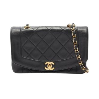 Chanel Pre-owned Matelasse Diana Flap Lambskin Shoulder Bag - Dames - Pre-owned - Zwart - Maat: ONE Size Leer