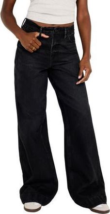Good American Good Skate High Waist Wide Leg Jeans in Black347 at Nordstrom Rack, Size 0