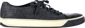 Lanvin Pre-owned Mens DBB1 Croc-Embossed Sneakers in Navy Blue Leather - Size UK 12