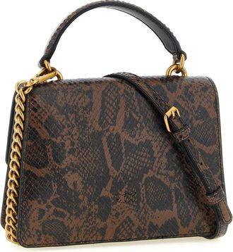 Pinko Python-Print Leather Top Handle Bag - Brown