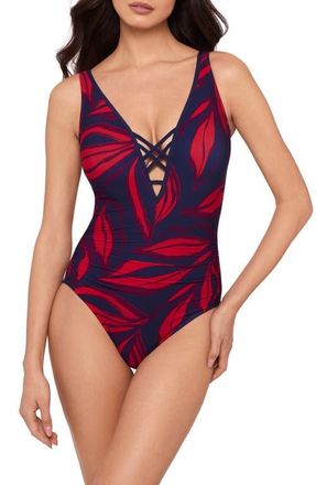 Magic Suit By Miraclesuit Ally Rossobleu One-Piece Swimsuit in Blue Multi at Nordstrom, Size 14
