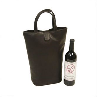 Piel Leather 2356-CHC Doulbe Wine Tote - Chocolate