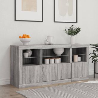 Berkfield Home Sideboard with LED Lights Grey Sonoma 142.5x37x67 cm