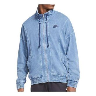 Nike Mens Nike Sportswear Knit Washed Blue Jacket CV4354-442