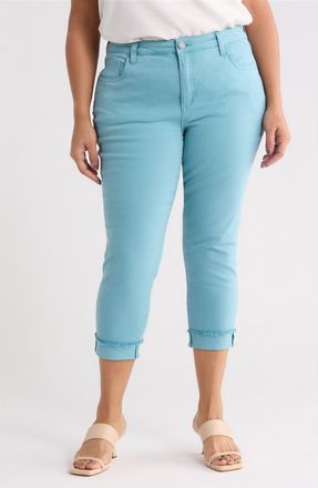 Kut from the Kloth Amy Frayed Crop Slim Straight Leg Jeans in Cyan at Nordstrom, Size 18W