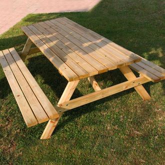 Alce Mesa De Picnic De Jard&iacute;n De Madera 179x150 Cm - Pino Tratado - Asientos Integrados - Kit De Jard&iacute;n - Modelo Pic Nic
