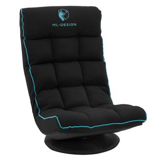 ML Design Ml-design Sof&aacute; Gaming Ergon&oacute;mico, Negro-turquesa, Sill&oacute;n Gamer De Ordenador, Videojuegos Con Reposacabezas Asiento Gamer De Suelo Giratorio 360&deg; Y Aju