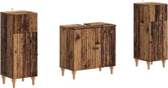 vidaXL Juego De Gabinete De Ba&ntilde;o De 2 Piezas Alkmaar Madera Envejecida Vidaxl