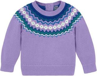 primary Baby Fair Isle Sweater in Iris Fairisle at Nordstrom, Size 12-18M