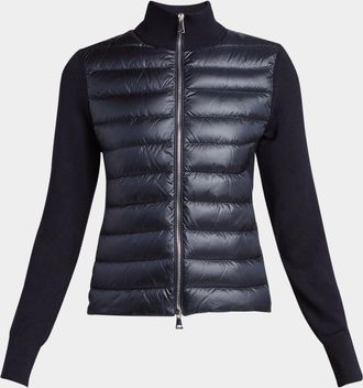 Moncler Combo Down Short Cardigan