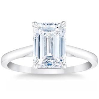 Pompeii3 2Ct 14k White Gold Emerald Cut Solitaire Lab Grown Diamond Engagement Ring Size: 7
