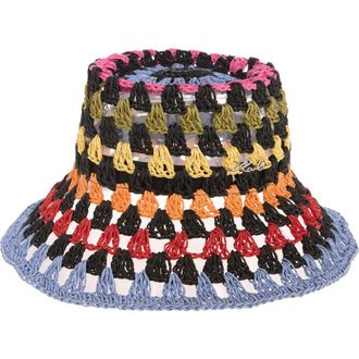 Karl Lagerfeld Kolorful Karl Crochet Bucket Hat in Black at Nordstrom Rack