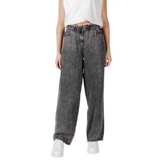 Only Wide Jeans, female, Gray, Size: S Black Lyocell Wide-Leg Acid Wash Pants