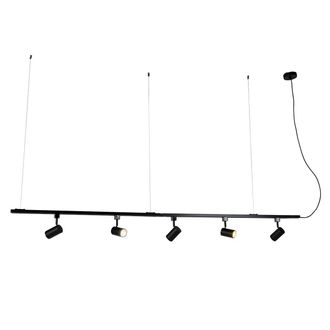 QAZQA Qazqa Moderno Sistema De Riel Colgante Inteligente Negro Monof&aacute;sico Con 5 Gu10 Wifi - Jeana Acero Alargada Adecuado Para Led Max. 5 X 4.5 Watt
