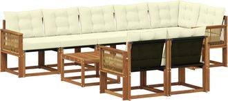 vidaXL Conjunto De Sof&aacute;s De Exterior 9 Uds. Natural Y Crema Vidaxl