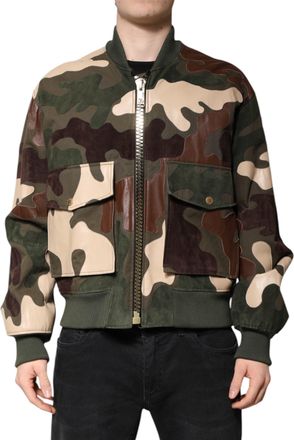 Dolce & Gabbana Mens Multicolor Cotton Bomber Full Zip Jacket Goat Lamb Clothing