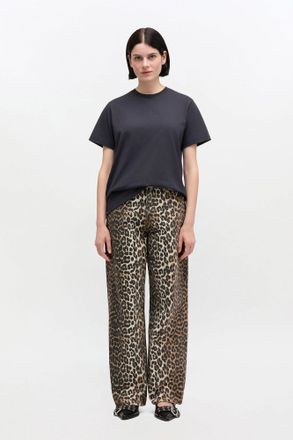 Ganni Brown Leopard Printed Lari Jeans - Size 24W/33L Organic Cotton