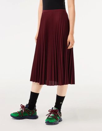 Lacoste Womens Elastic Waist Fluid Pleated Skirt - Red - Size: 10