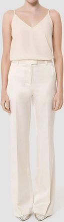 Tara Jarmon Pitt Satin-Finish Linen Pants In Ecru