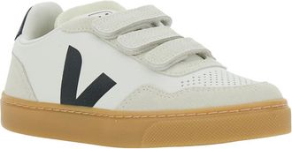 Veja Boys Low Top Sneakers V-90 White Leather Organic Traced Trainers