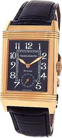 Jaeger-LeCoultre Pre-owned Jaeger LeCoultre Reverso Art Deco Hand Wind Black Dial Mens Watch 270.2.62