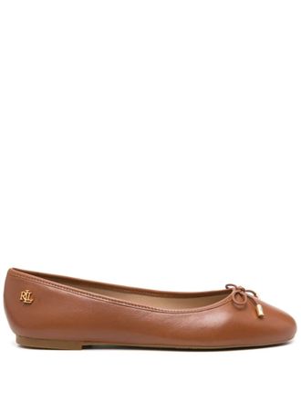 Lauren Ralph Lauren leather ballerina shoes - women - Calf Leather/Calf Leather/Rubber - 10 - Brown