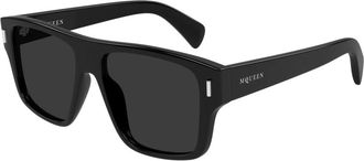 Alexander McQueen Am 0550S Zonnebril - Heren - Zonnebrillen - Zwart - 55 MM - Nylon - Accessoires