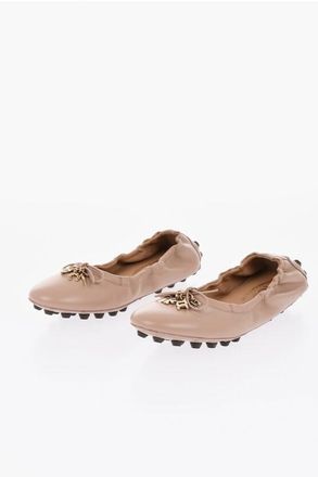 Tod's Leather Ballerinas with Charms and Rubber Pebble Sole size 35,5