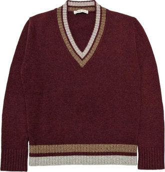 L.B.M. 1911 Bordeaux V-hals Mohair Sweater - Heren - V-hals truien - Bruin - 2XL - Wol - Truien & Vesten