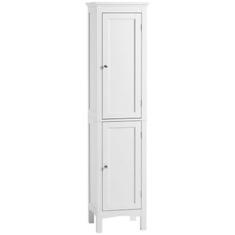 Kleankin Tall Bathroom Cabinet with Adjustable Shelves - Double Door - White | TJ Hughes