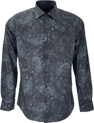 Lords of Harlech Nicoli Button-Up Shirt in Roma Floral Charcoal at Nordstrom, Size X-Large