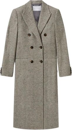 Stella McCartney Lange double-breasted tweed jas - Dames - Mantel - Grijs - XS - Tweed - Jassen