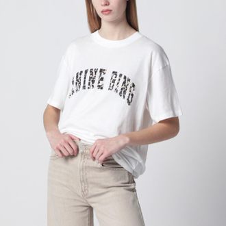 Anine Bing Ivory T-shirt with leopard logo