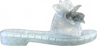 Jessica Simpson Womens Kerah Flower Jelly Slide In Clear Sparkle