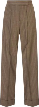 Max Mara Manetta High-Waist Trousers - female - Max Mara - Wide Trousers - Brown - 2XS - Trousers