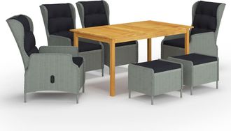 vidaXL Juego De Comedor Para Jard&iacute;n De 7 Piezas Gris Claro Vidaxl